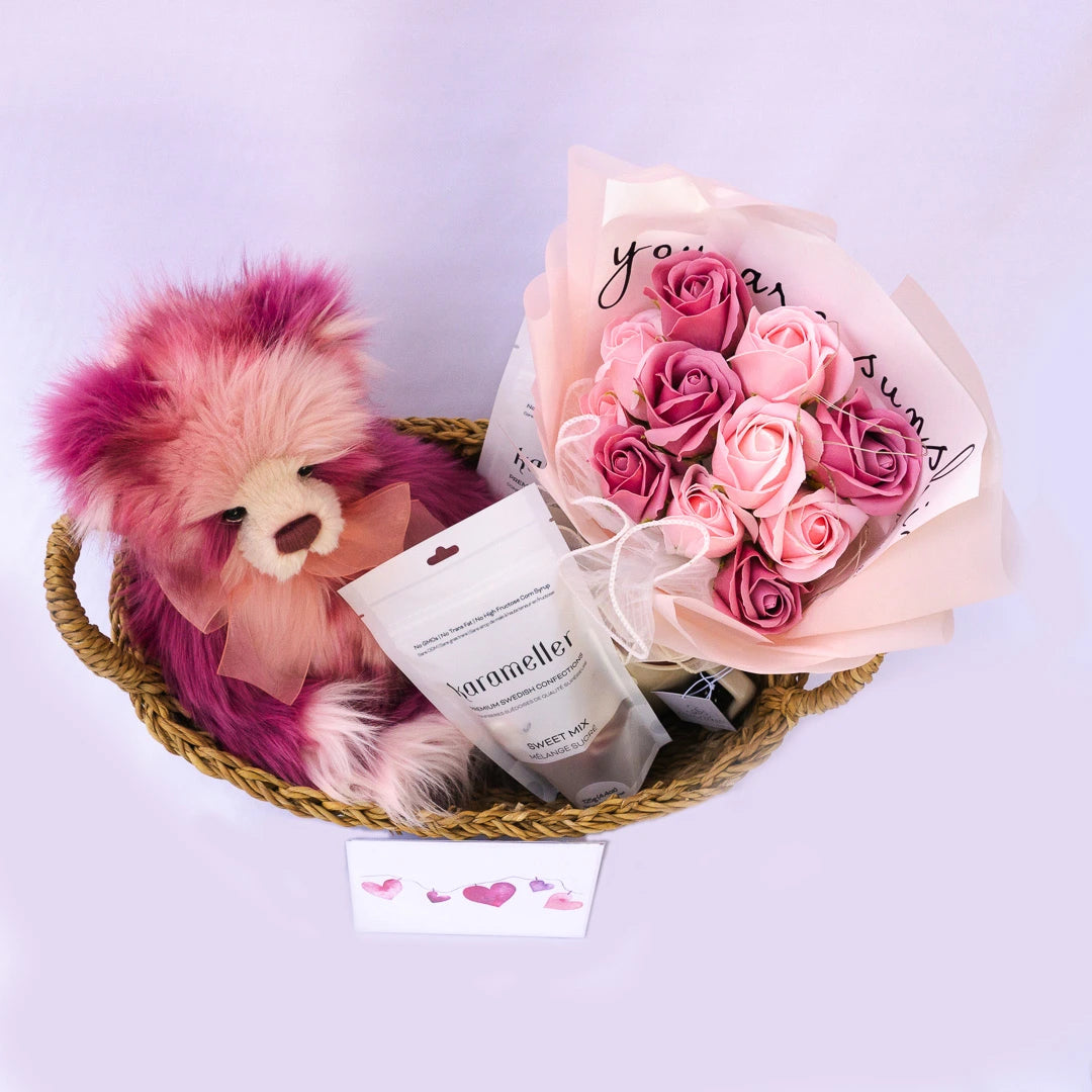 Rosey Love Basket - Plush Teddies LLCPlush Teddies Keepsake Treasures Rosey Love Basket