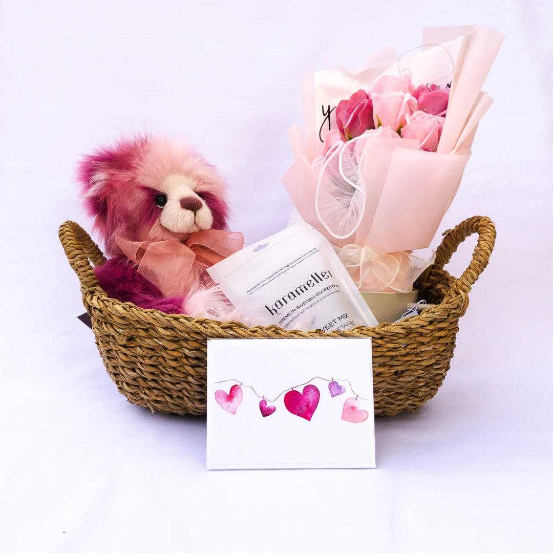 Rosey Love Basket - Plush Teddies LLCPlush Teddies Keepsake Treasures Rosey Love Basket